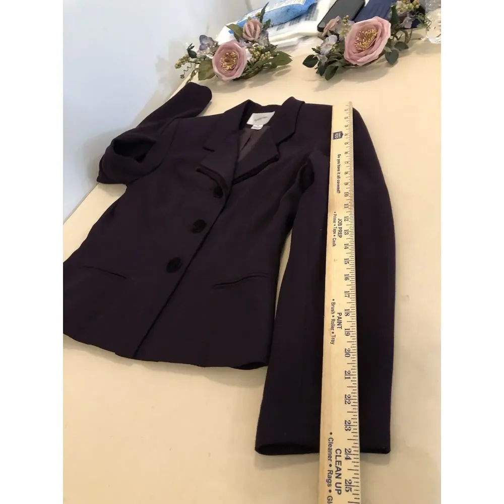 Jacqueline Ferrar Jacket Suit Purple Lined Long Sleeve 6‎ Lined Dark Academia